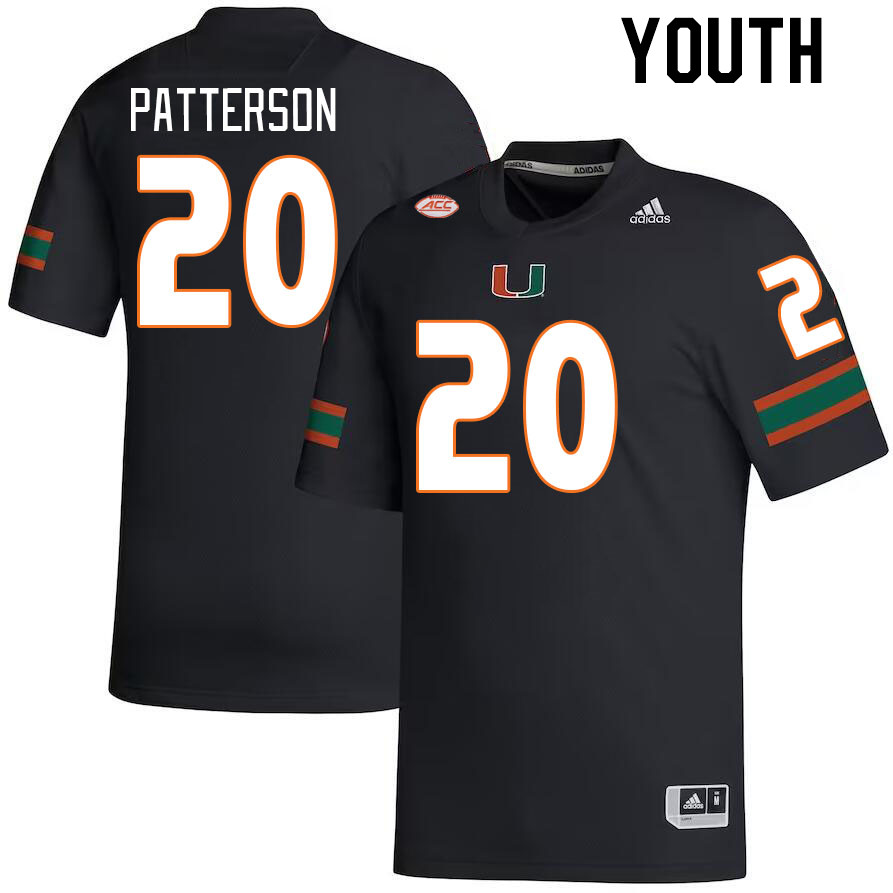 Youth #20 Zaquan Patterson Miami Hurricanes College Football Jerseys Stitched-Black